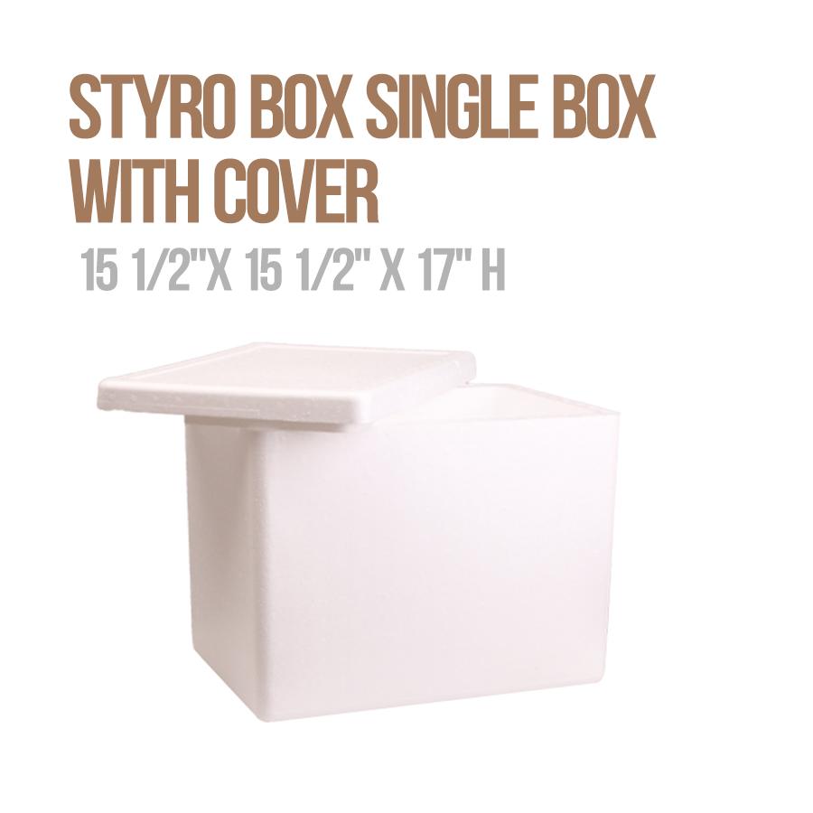 Styro Box Single Box with Cover 15 1/2"x 15 1/2" x 17" H